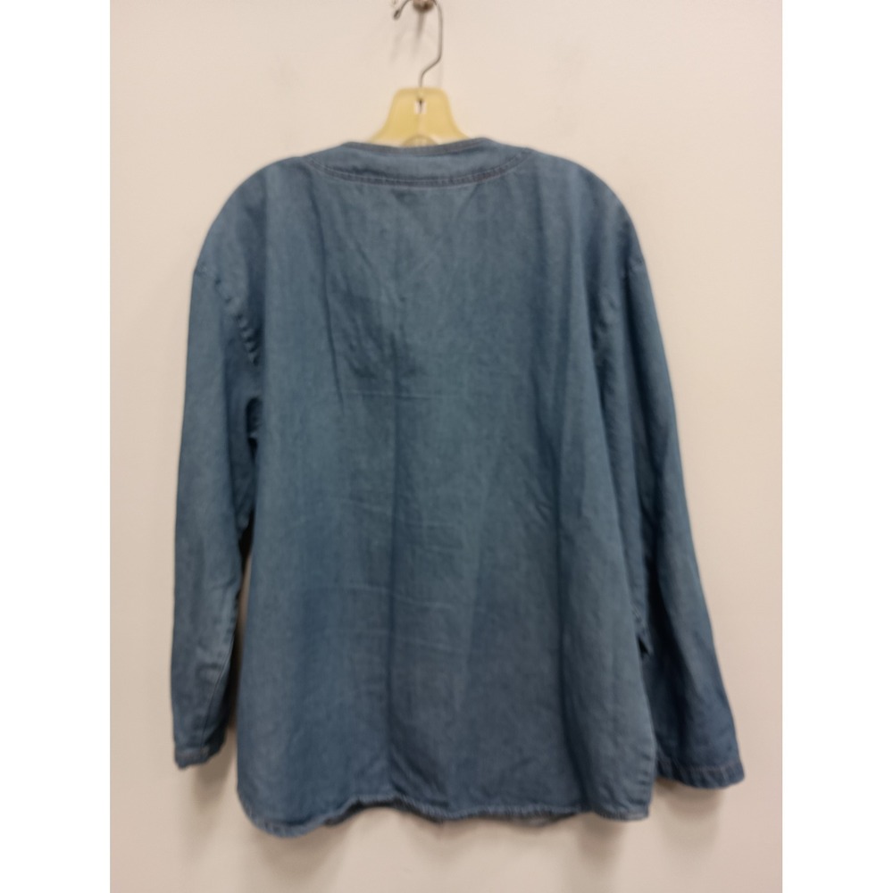 Vintage 90s Focus Denim Jacket Womens One Size Blue Embroidered Sequin Floral - Picture 8 of 9